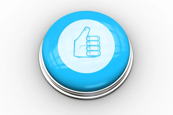 Thumbs up graphic on blue button — Stock Photo, Image