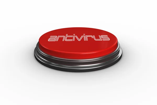 Antivirus against digitally generated red push button — Stock Photo, Image