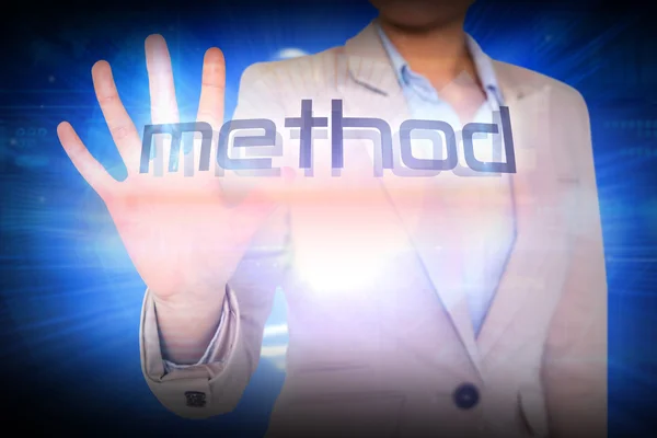 Businesswoman presenting the word method — Stock Photo, Image