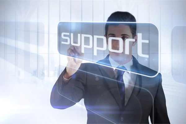 Businessman presenting the word support — Stock Photo, Image