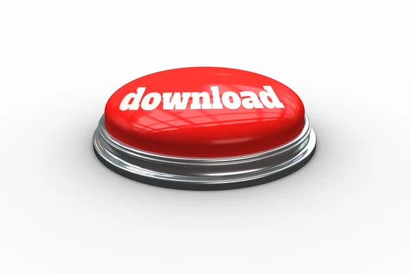 Download on digitally generated red push button — Stock Photo, Image