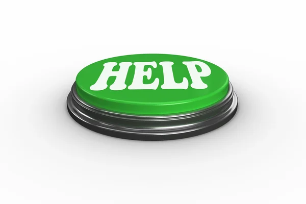 Help on digitally generated green push button — Stock Photo, Image