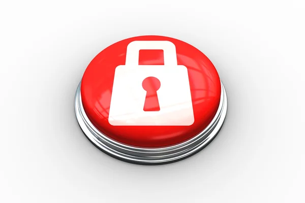 Composite image of lock graphic on button — Stock Photo, Image