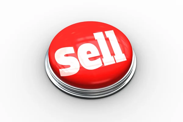 Sell on digitally generated red push button — Stock Photo, Image