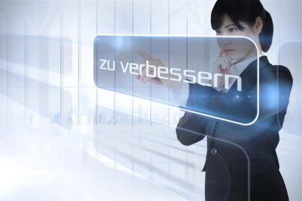 Businessman presenting the word improve in german — Stock Photo, Image