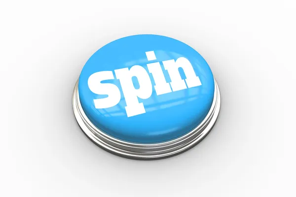 Spin on shiny blue push button — Stock Photo, Image