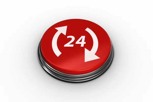 Composite image of twenty four and arrows graphic on button — Stock Photo, Image