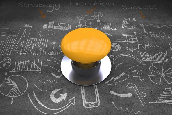 Composite image of yellow push button — Stock Photo, Image