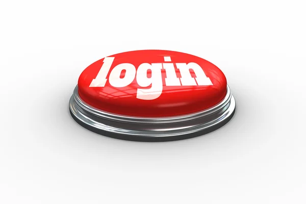 Login on digitally generated red push button — Stock Photo, Image