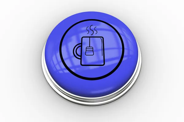 Mug graphic on purple button — Stock Photo, Image