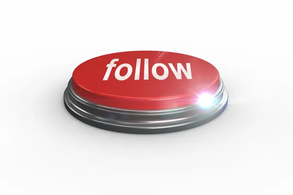 Follow against digitally generated red push button — Stock Photo, Image