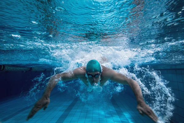 Fitter Schwimmer trainiert selbst — Stockfoto