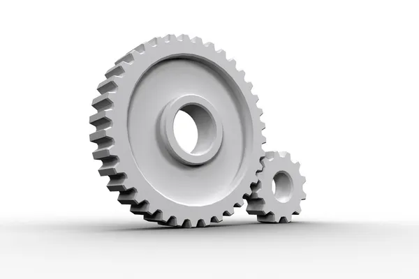 White cogs and wheels connecting — Stock Photo, Image