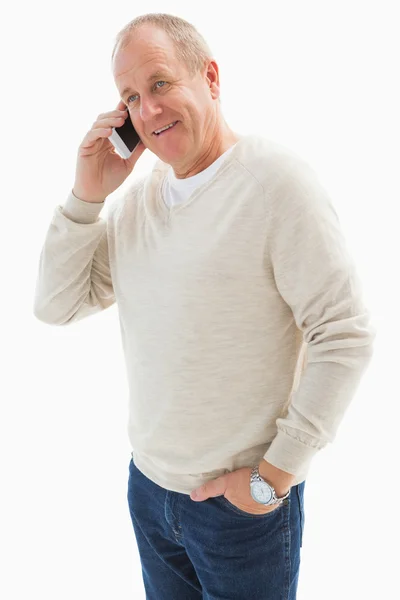 Glücklicher reifer Mann am Telefon — Stockfoto