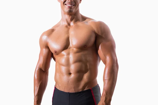 Usmívající se shirtless svalnatý muž — Stock fotografie