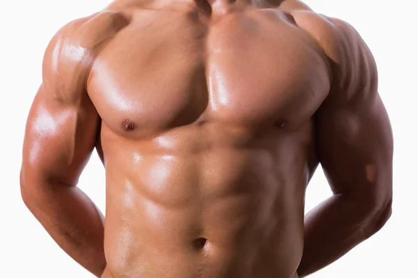 Mittelteil des hemdlosen, muskulösen Mannes — Stockfoto