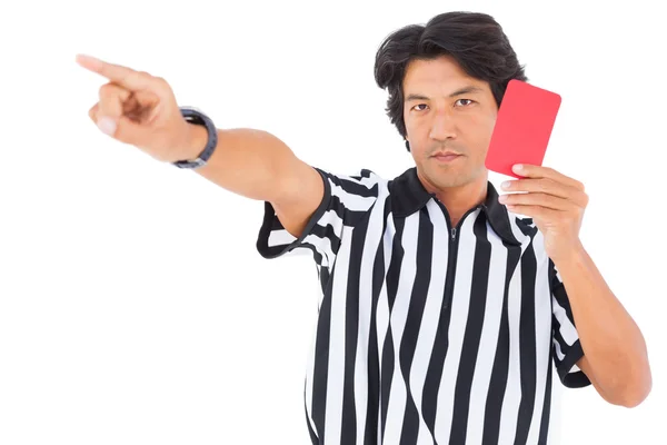 Stern referee showing red card — Stock Photo, Image