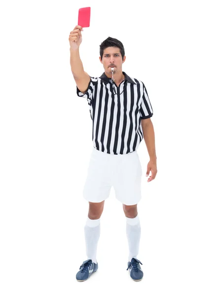 Serious referee showing red card — Stock Photo, Image