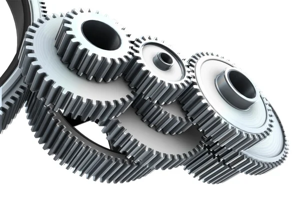 Metal cogs and wheels connecting — Stock Photo, Image