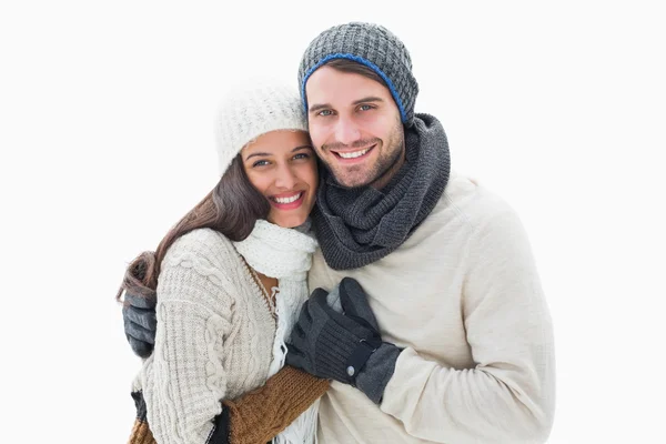 Attractive young couple in warm clothes — Stock Photo, Image