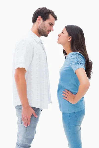 Angry couple staring at each other — Stock Photo, Image