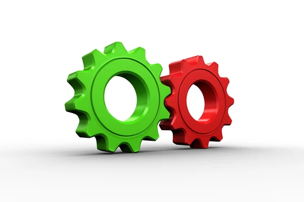 Red and green cog and wheel — Stock Photo, Image