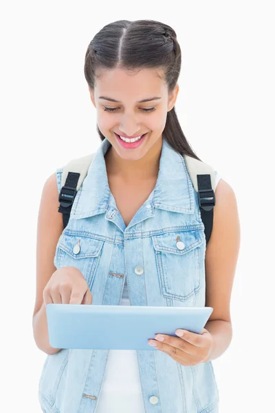 Pretty student using her tablet pc — Stock Photo, Image