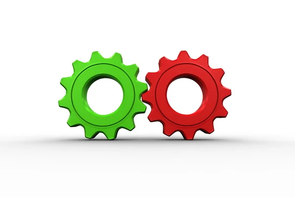 Red and green cog and wheel — Stock Photo, Image
