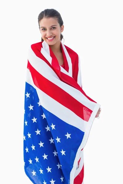 Pretty brunette wearing the american flag Royalty Free Stock Photos