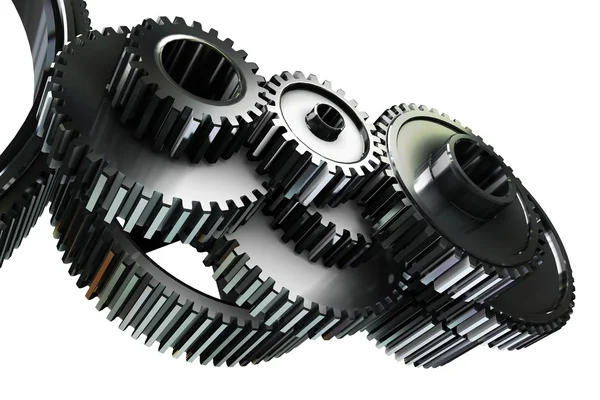 Metal cogs and wheels connecting — Stock Photo, Image