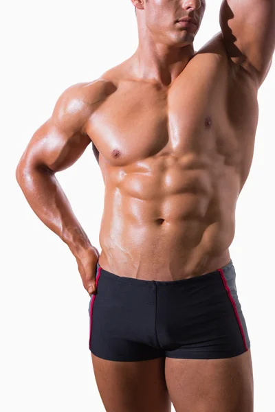 Mittelteil des hemdlosen, muskulösen Mannes — Stockfoto