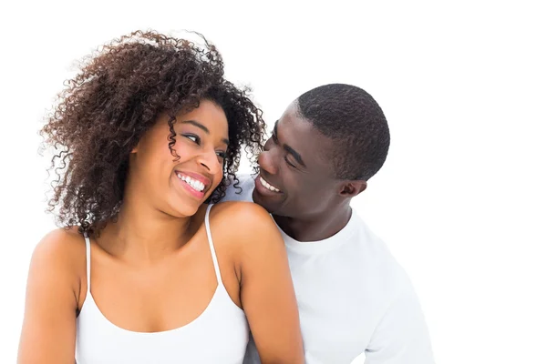 Pareja casual sonriéndose mutuamente —  Fotos de Stock