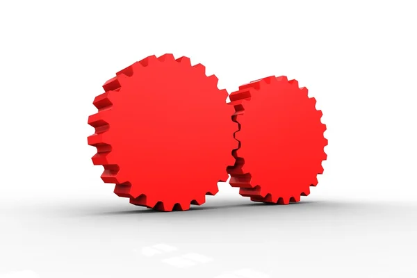 Cog vermelho e roda de conexão — Fotografia de Stock