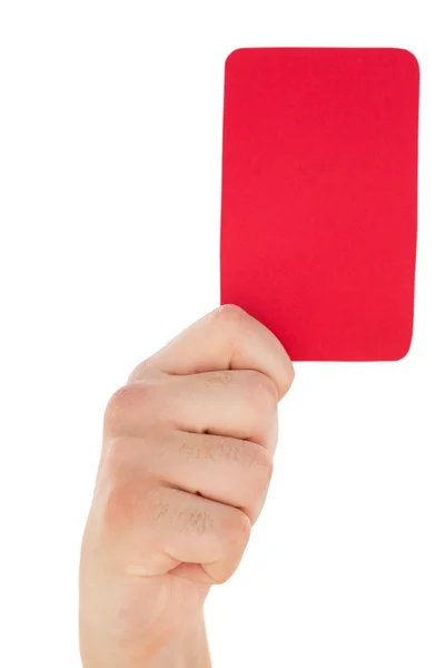 Mano tenendo alto il cartellino rosso — Foto Stock