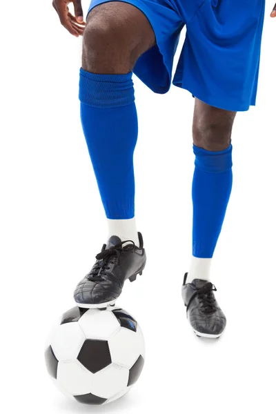 Fußballspieler Beine mit Ball — Stockfoto