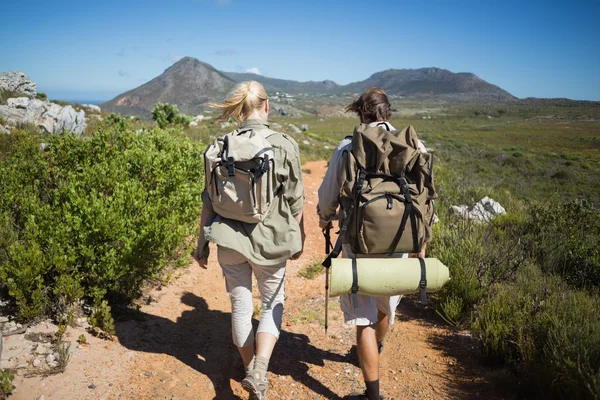 Paar zu Fuß im Gebirge — Stockfoto