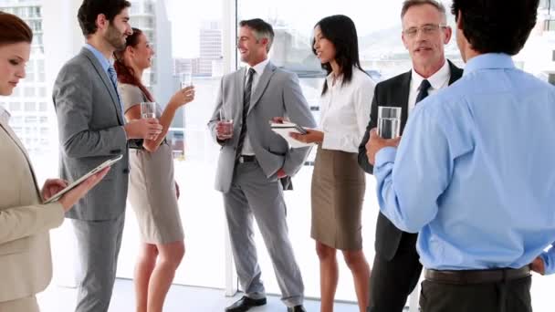 Business people standing and talking — Stock Video
