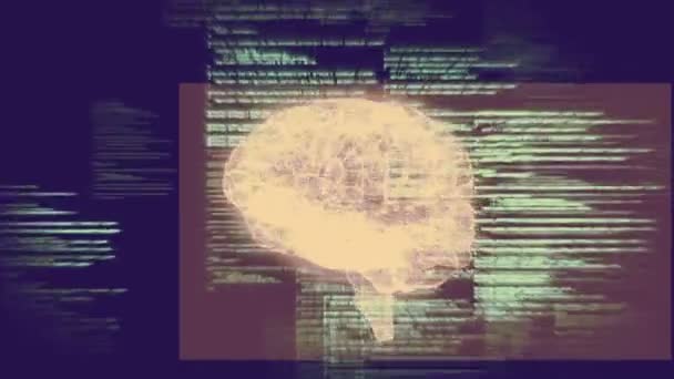 Draaiende hersenen afbeelding met interface — Stockvideo