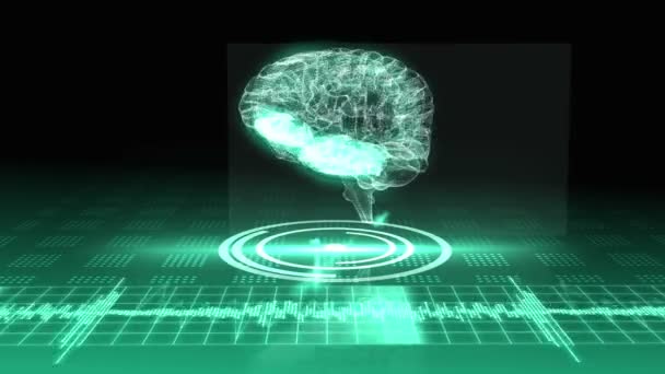 Rotierende transparente Grafik des menschlichen Gehirns — Stockvideo