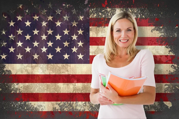 Volwassen student tegen usa vlag — Stockfoto