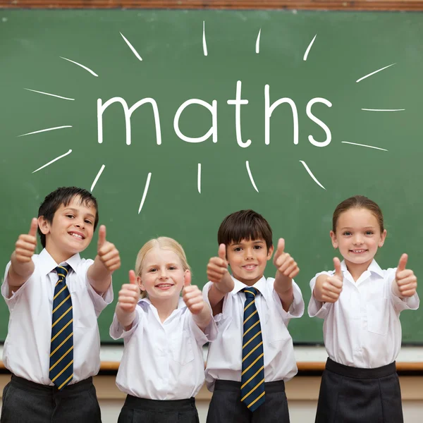 Word maths against cute pupils — Stock Photo, Image