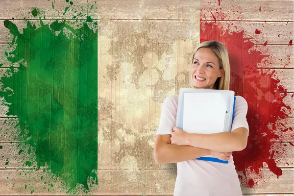 Mature student against italy flag — Stock Photo, Image