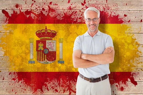 Starší student proti Španělsku vlajky — Stock fotografie
