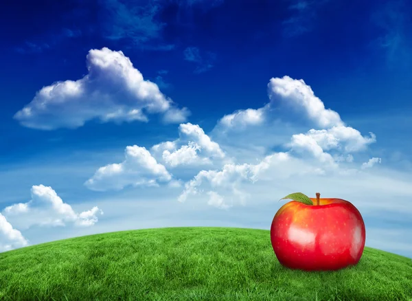 Bileşik görüntü Kırmızı elma — Stok fotoğraf