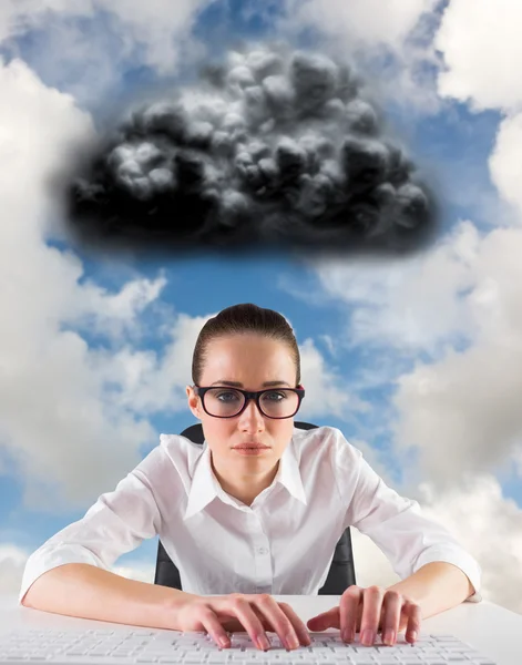 Businesswoman typing on a keyboard — Stock Photo, Image