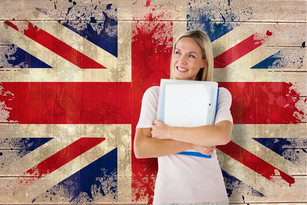 Student against union jack flag — Stock Photo, Image