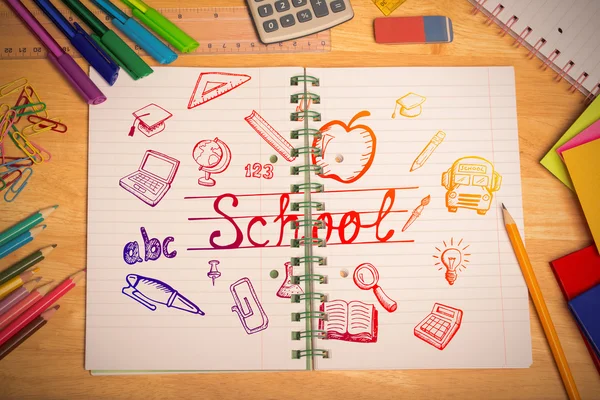 Immagine composita di scarabocchi educativi — Foto Stock