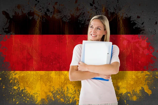 Mature student against germany flag — Stock Photo, Image