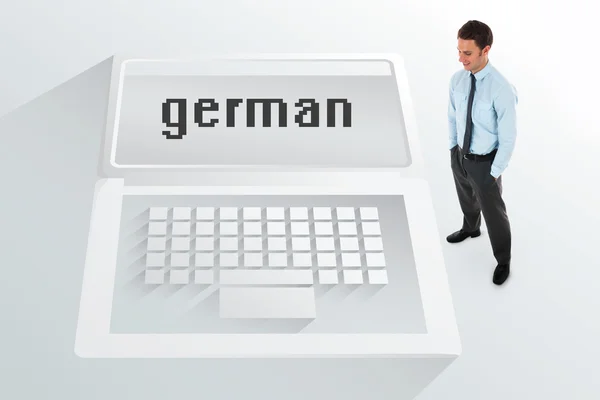 Word german and happy businessman — Stock Photo, Image