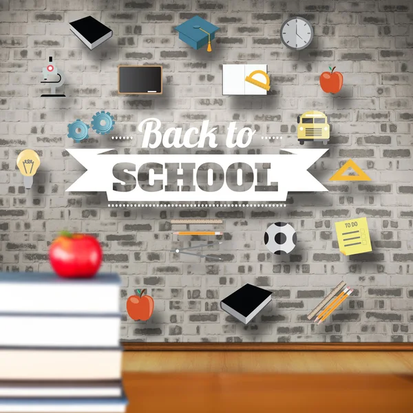 Composite image of back to school message with icons — Stock Photo, Image